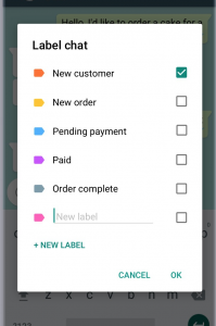 WhatsApp e-commerce integration - Labels