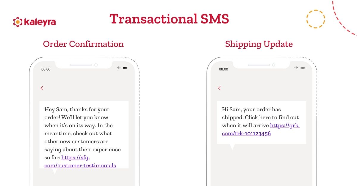 Transactional messaging - Order Confirmation and Shipping Update
