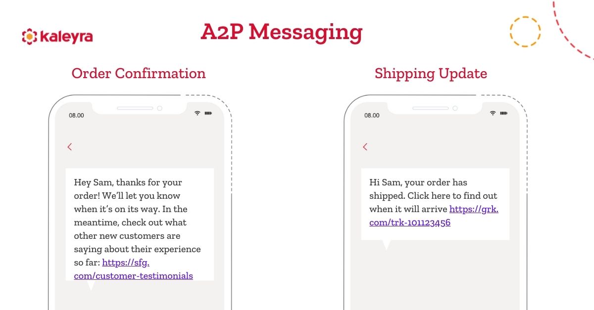 A2P Message - Order Confirmation and Shipping Update